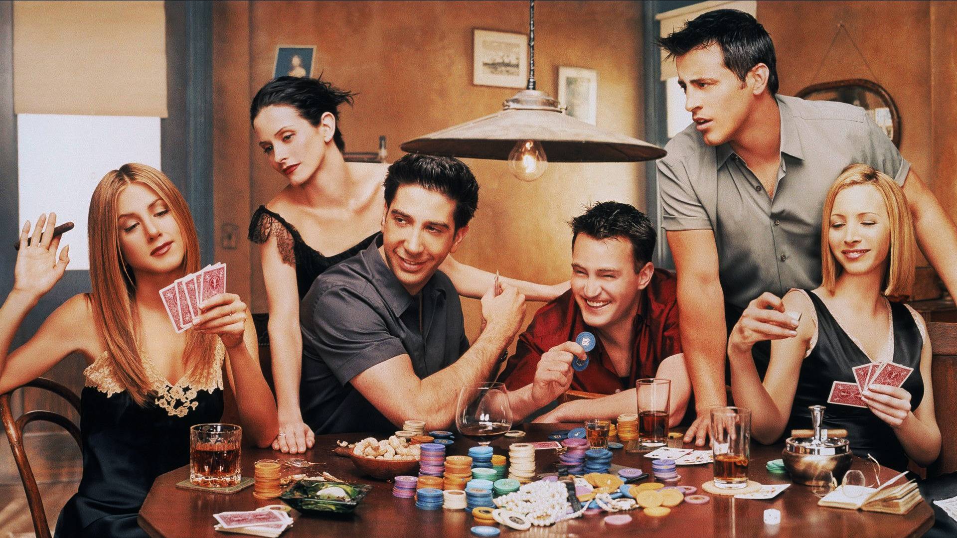 Amigos jugando poker